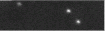 Een vertraagde opname van de pulsar in de Krabnevel bij een golflengte van 800 nm. De hoofdpuls en een tussenpuls zijn zichtbaar Bron: Wikipedia. 