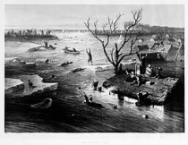Overstroming van 1855 in Gelderland. Bron: Wikipedia