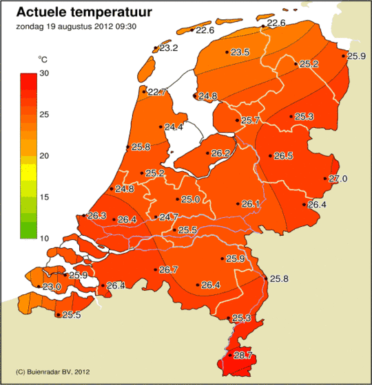 Plaatselijke Temperatuur Nederland