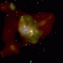 Deze opname laat in valse kleuren het centrum van de Melkweg zien.Bron: Wikipedia 