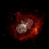 De ster Eta Carinae is een kandidaat voor een hypernova (foto: Hubble Space Telescope).Bron: Wikipedia