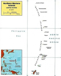 de Marianeneilanden, een oceanische eilandboog.Bron: Wikipedia