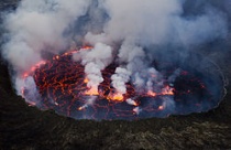Het lavameer van de Nyiragongo in Congo-Kinshasa. Bron: Wikipedia