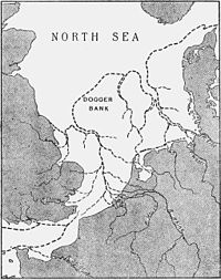 Het Doggerland zoals Clement Reid dat weergaf. Let op: hoewel Reid een 'Kanaalrivier' aanduidde, stromen Rijn en Theems bij hem naar het noorden. Het is tegenwoordig duidelijk dat dit een verkeerde aanname was.Bron: Wikipedia 