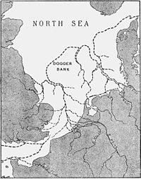 Het Doggerland zoals Clement Reid dat weergaf. Let op: hoewel Reid een 'Kanaalrivier' aanduidde, stromen Rijn en Theems bij hem naar het noorden. Het is tegenwoordig duidelijk dat dit een verkeerde aanname was.Bron: Wikipedia