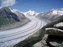 Aletschgletsjer in Zwitserland. Bron: Wikipedia