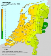 Weerkaart KNMI Temperatuur