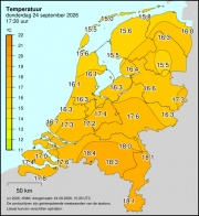 Weerkaart KNMI Temperatuur