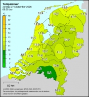 Weerkaart KNMI Temperatuur