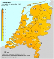 Weerkaart KNMI Temperatuur