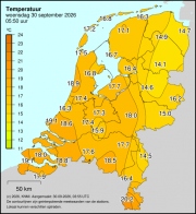 Weerkaart KNMI Temperatuur
