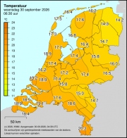 Weerkaart KNMI Temperatuur
