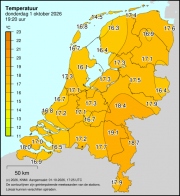 Weerkaart KNMI Temperatuur