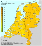 Weerkaart KNMI Temperatuur