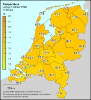 Weerkaart KNMI Temperatuur