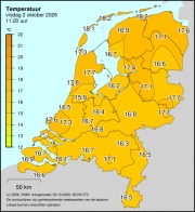 Weerkaart KNMI Temperatuur