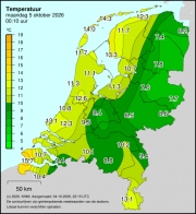 Weerkaart KNMI Temperatuur