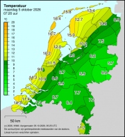 Weerkaart KNMI Temperatuur
