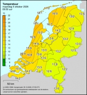 Weerkaart KNMI Temperatuur