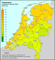 Weerkaart KNMI Temperatuur
