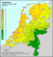 Weerkaart KNMI Temperatuur