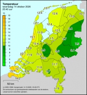 Weerkaart KNMI Temperatuur