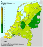Weerkaart KNMI Temperatuur