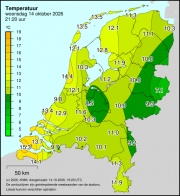 Weerkaart KNMI Temperatuur
