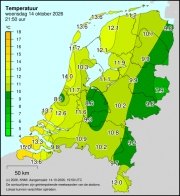 Weerkaart KNMI Temperatuur