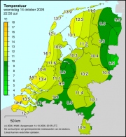 Weerkaart KNMI Temperatuur
