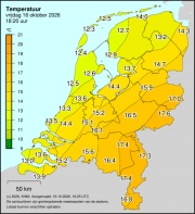 Weerkaart KNMI Temperatuur