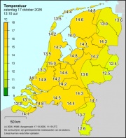 Weerkaart KNMI Temperatuur