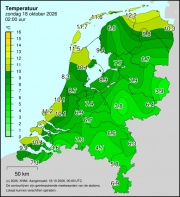 Weerkaart KNMI Temperatuur