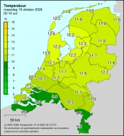 Weerkaart KNMI Temperatuur
