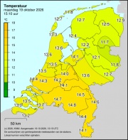 Weerkaart KNMI Temperatuur