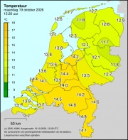 Weerkaart KNMI Temperatuur