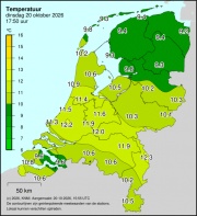 Weerkaart KNMI Temperatuur