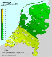 Weerkaart KNMI Temperatuur