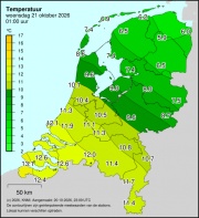Weerkaart KNMI Temperatuur