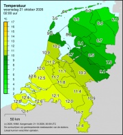 Weerkaart KNMI Temperatuur
