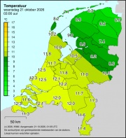 Weerkaart KNMI Temperatuur