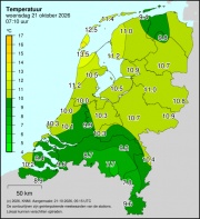 Weerkaart KNMI Temperatuur