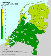 Weerkaart KNMI Temperatuur