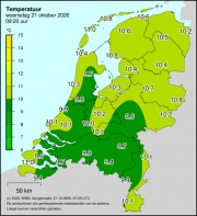 Weerkaart KNMI Temperatuur