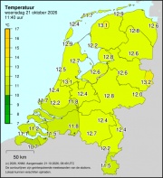 Weerkaart KNMI Temperatuur
