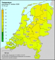 Weerkaart KNMI Temperatuur