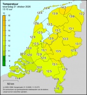 Weerkaart KNMI Temperatuur