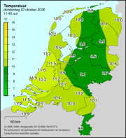 Weerkaart KNMI Temperatuur