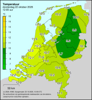 Weerkaart KNMI Temperatuur
