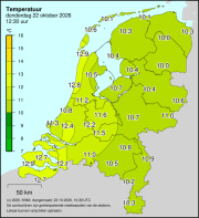 Weerkaart KNMI Temperatuur